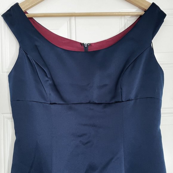 Vintage 80s Hampton Nites Blue Satin Gown - Picture 2 of 4